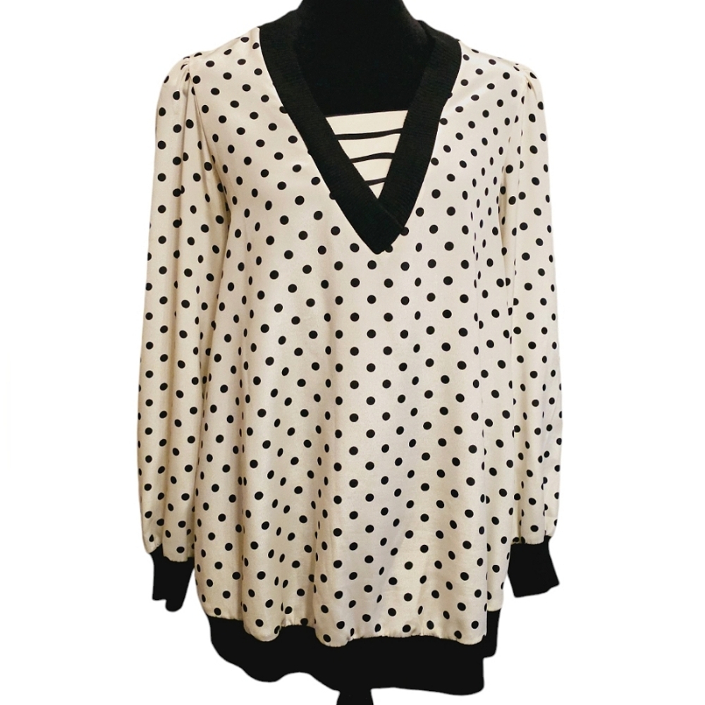 Vintage Black & White Polka Dot Blouse